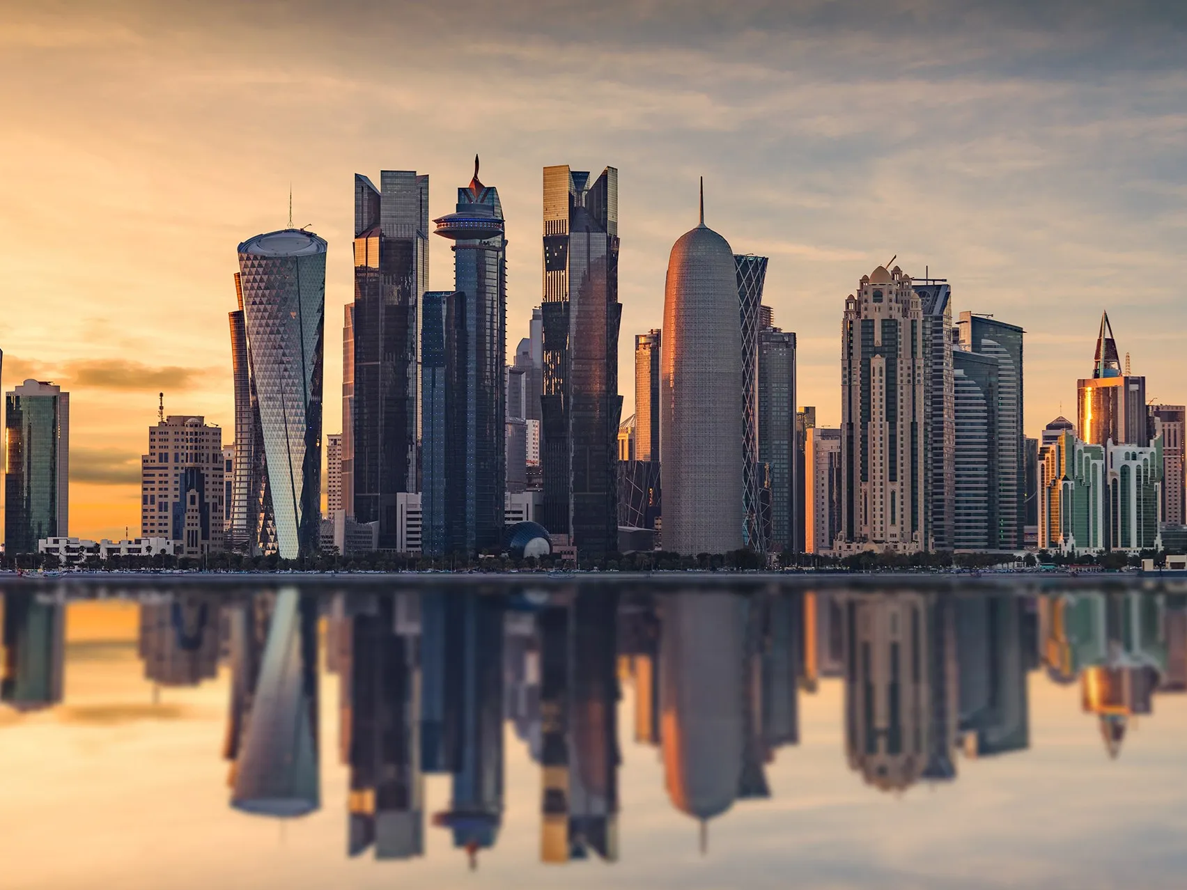 Doha skyline at sunset